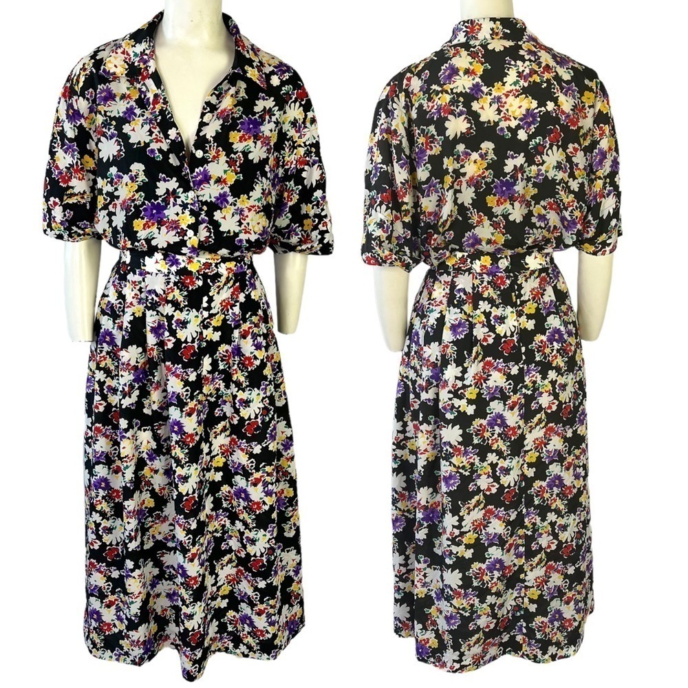 JAERGER SET BLOUSE SKIRT 2 PIECES SET BUTTON DOWN BLOUSE FLORAL SKIRT PLUS 16